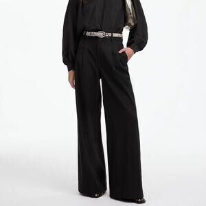 NWT The Harlow Superwide-Leg Trouser in Brushed Twill Black Size 14